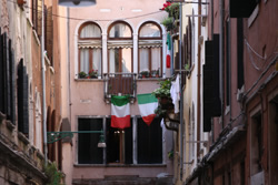 Venice, Italian flags